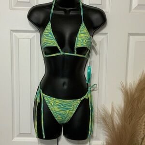 Fashion Nova Lime and Teal Bikini